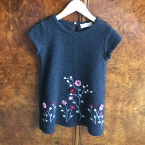 Zara girl 6 dress embroidered soft felted grey